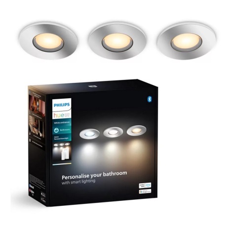 Philips - SADA 3x LED Stmievateľné kúpeľňové podhľadové svietidlo Hue ADORE BATHROOM 1xGU10/4,2W/230V 2200-6500K IP44