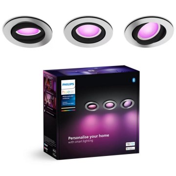 Philips - SADA 3xLED RGBW Stmievateľné podhľadové Hue CENTURA 1xGU10/4,2W/230V 2000-6500K