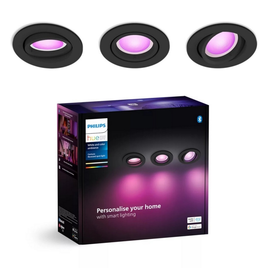 Philips - SADA 3xLED RGBW Stmievateľné podhľadové Hue CENTURA 1xGU10/4,2W/230V 2000-6500K