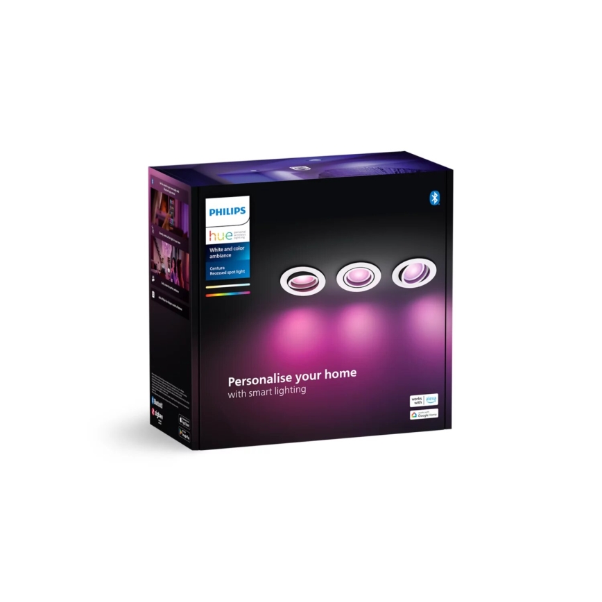 Philips - SADA 3xLED RGBW Stmievateľné podhľadové Hue CENTURA 1xGU10/4,2W/230V 2000-6500K