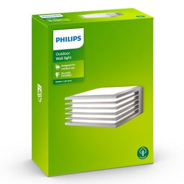 Philips - Vonkajšie nástenné svietidlo SHADES 1xE27/15W/230V IP44 šedá