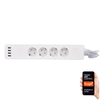 Predlžovací kábel s vypínačom 1,8 m + 4xUSB/Wi-Fi Tuya