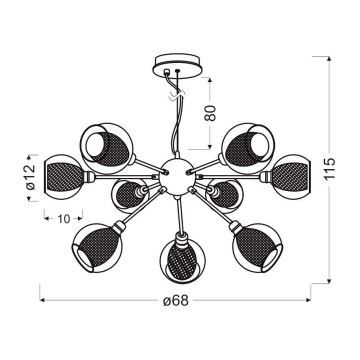 Prisadený luster DIXI 9xE14/40W/230V