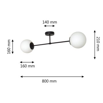 Prisadený luster MOON 2xE27/15W/230V čierna