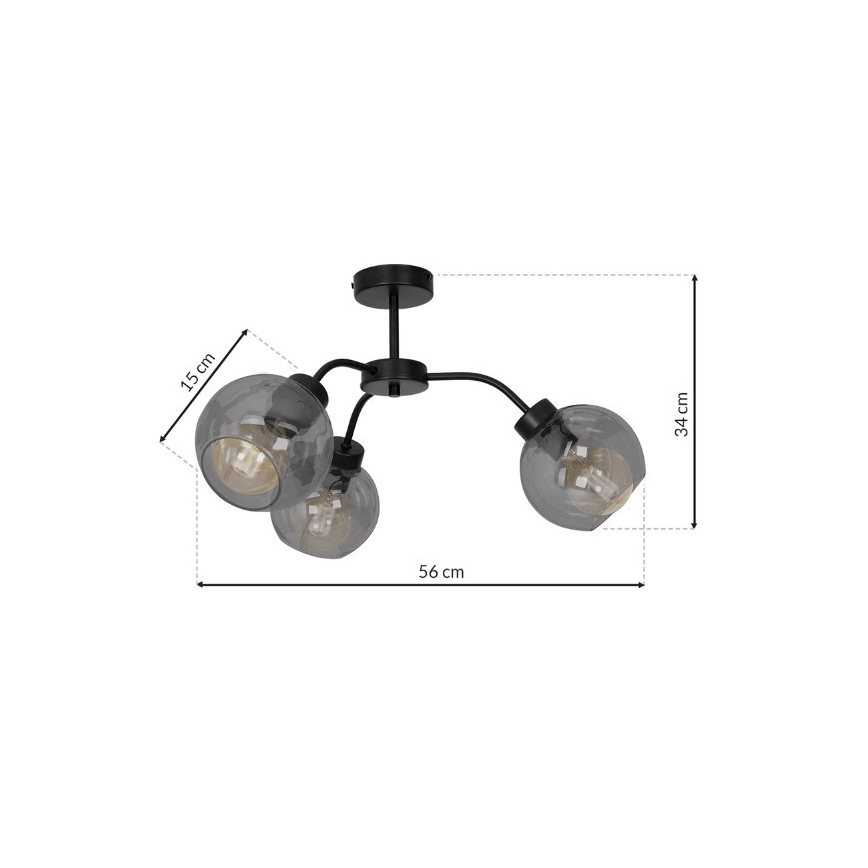 Prisadený luster SOFIA 3xE27/60W/230V čierna