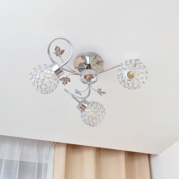 Prisadený luster SOPHIA 3xE27/15W/230V lesklý chróm/číra