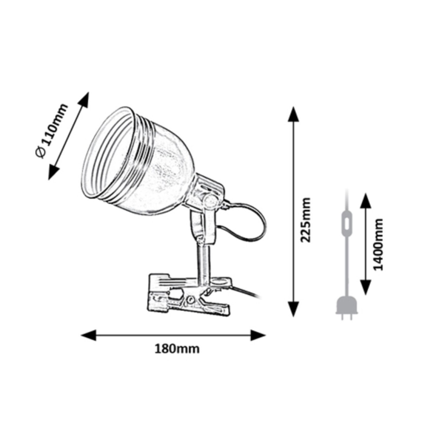 Rabalux - Lampa s klipom 1xE14/25W/230V čierna