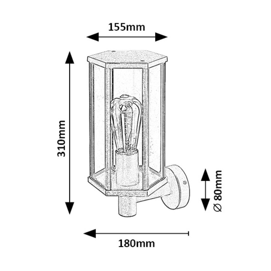 Rabalux - Vonkajšia nástenná lampa 1xE27/40W/230V IP44