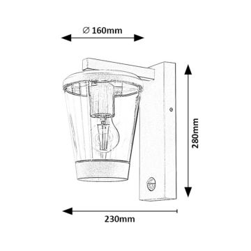 Rabalux - Vonkajšia nástenná lampa so senzorom 1xE27/40W/230V IP44