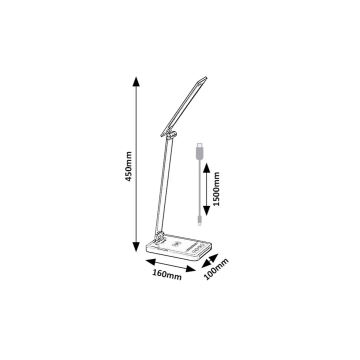 Rabalux 74213 - LED Stmievateľná flexibilná stolná lampa s bezdrôtovým nabíjaním QI a USB LED/5W/5V 3000-6500K