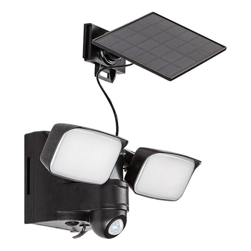 Rabalux - LED Solárne nástenné flexibilné svietidlo so senzorom a externým panelom 2xLED/5W/3,7V IP54 čierna