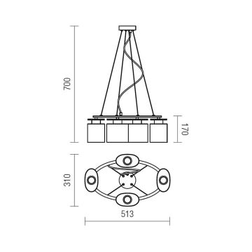 Redo 01-1030 - Luster na lanku SHAPE 4xE14/28W/230V