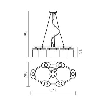 Redo 01-1031 - Luster na lanku SHAPE 6xE14/28W/230V