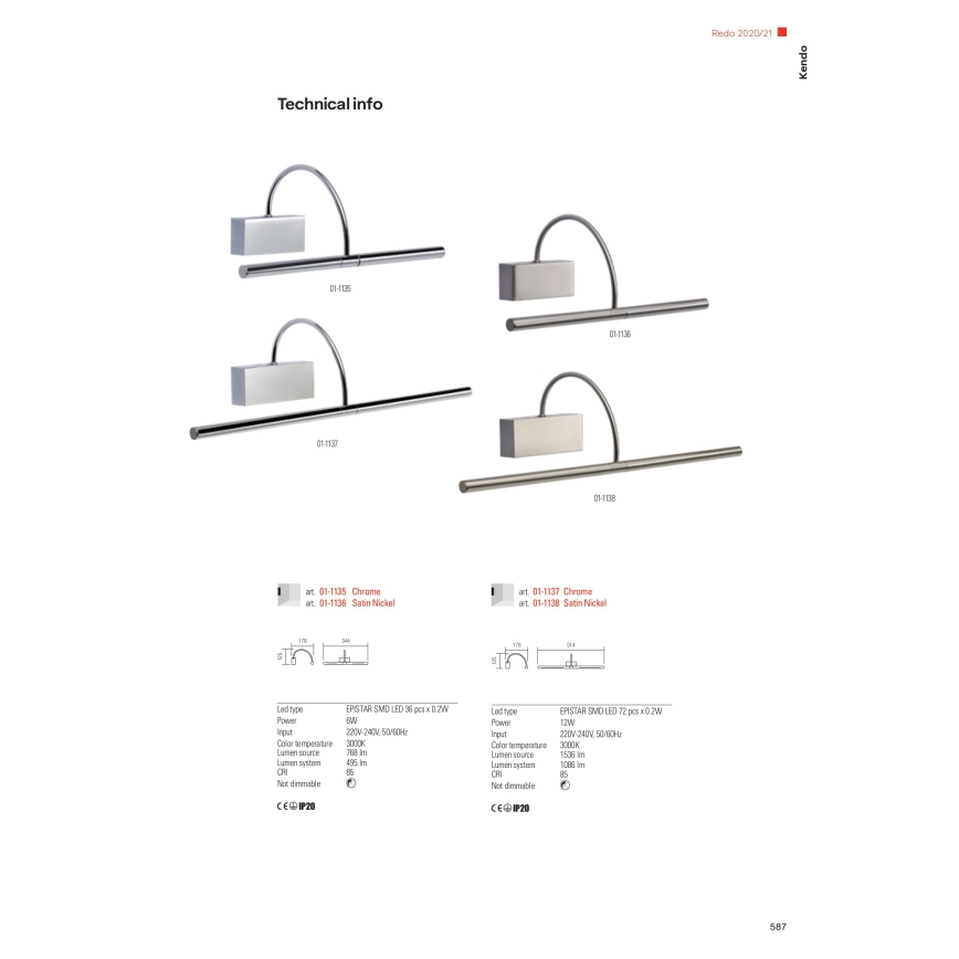 Redo 01-1138 - LED Obrazové svietidlo KENDO LED/12W/230V 51,4 cm matný chróm