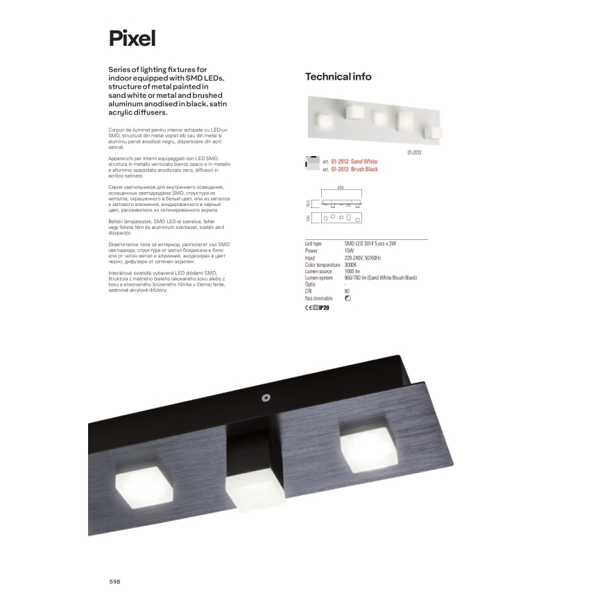 Redo 01-2016 - LED Stropné svietidlo PIXEL LED/48W/230V 3000K 45x45 cm biela