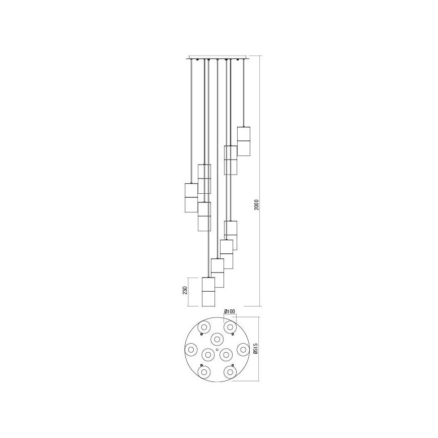 Redo 01-2026 - Luster na lanku IWI 9xE27/42W/230V bronz