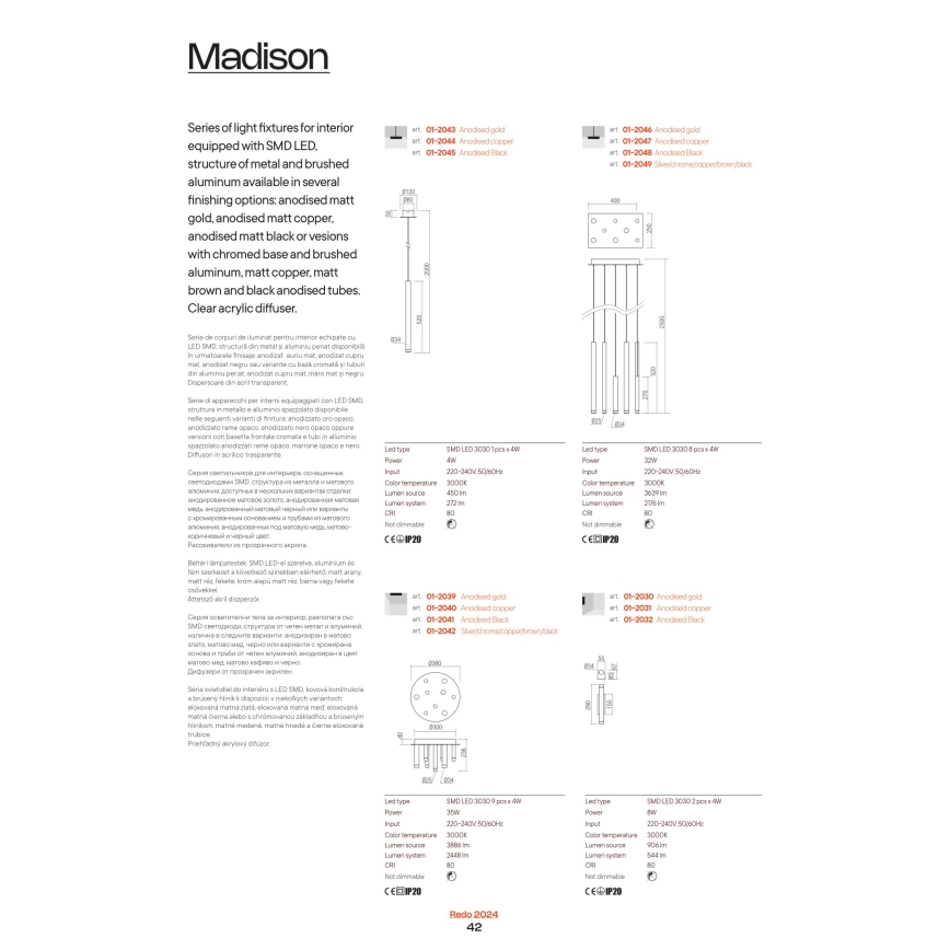 Redo 01-2035 - LED Nástenné svietidlo MADISON 4xLED/4W/230V čierna