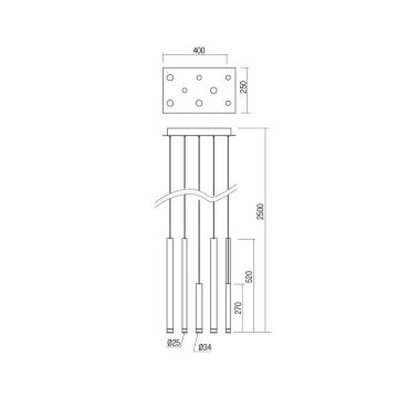 Redo 01-2047 - LED Luster na lanku MADISON 8xLED/4W/230V meď