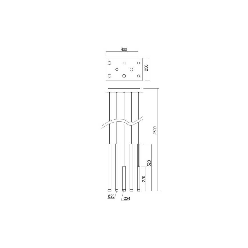 Redo 01-2047 - LED Luster na lanku MADISON 8xLED/4W/230V meď