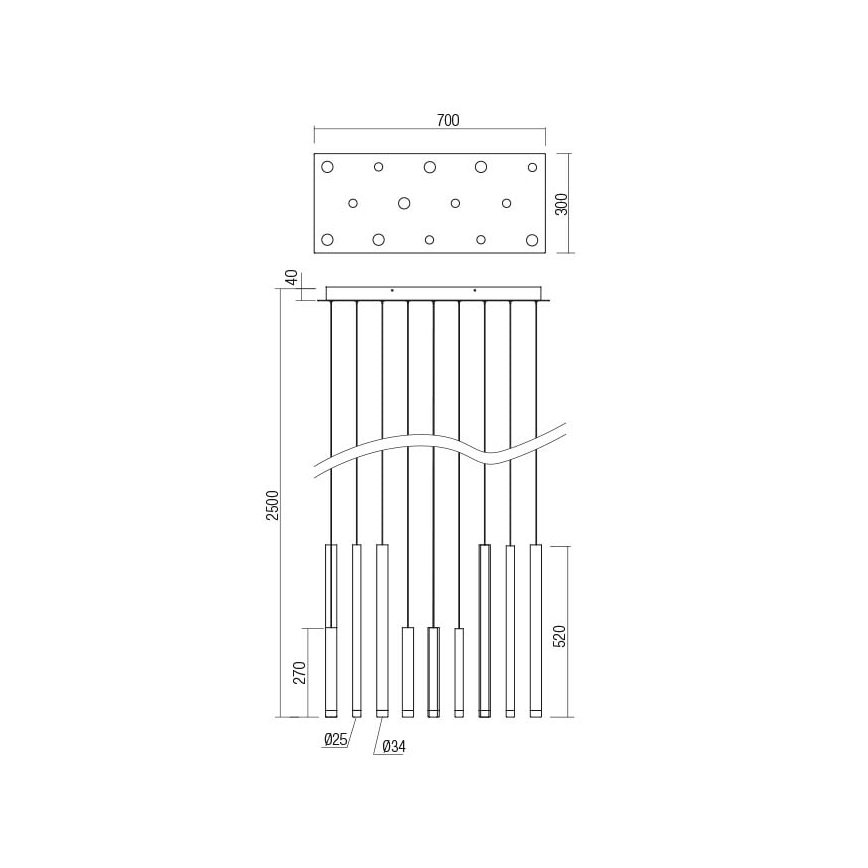 Redo 01-2054 - LED Luster na lanku MADISON 14xLED/4W/230V zlatá