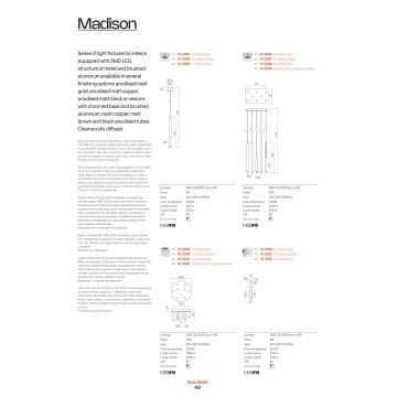 Redo 01-2055 - LED Luster na lanku MADISON 14xLED/4W/230V meď