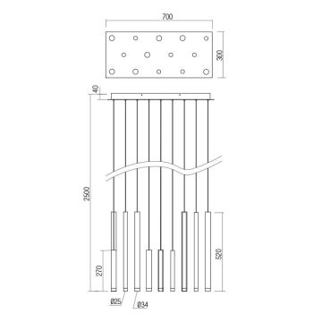 Redo 01-2055 - LED Luster na lanku MADISON 14xLED/4W/230V meď