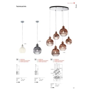 Redo 01-2068 - Luster na lanku PLUMEN 6xE14/42W/230V biela