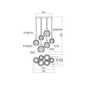 Redo 01-2068 - Luster na lanku PLUMEN 6xE14/42W/230V biela