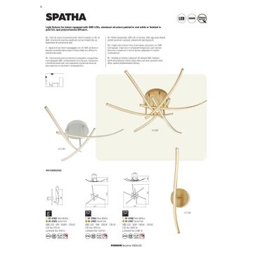 Redo 01-2185 - LED Stropné svietidlo SPATHA 3xLED/6W/230V 3000K zlatá