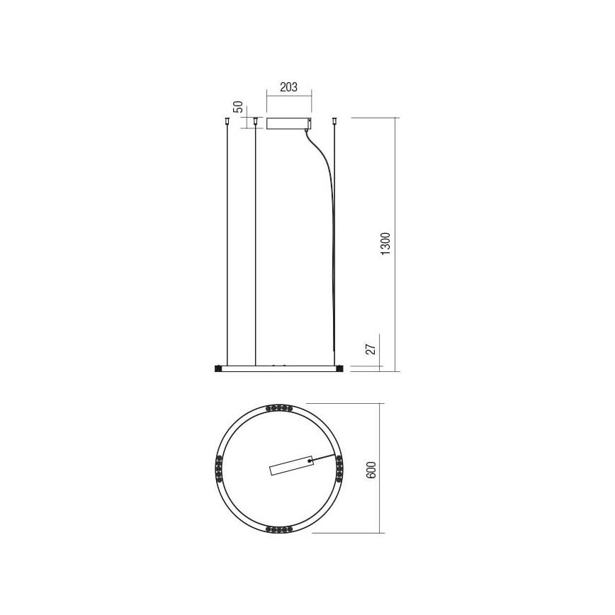 Redo 01-2202 - LED Luster na lanku UNION LED/34W/230V 3000K pr. 60 cm biela