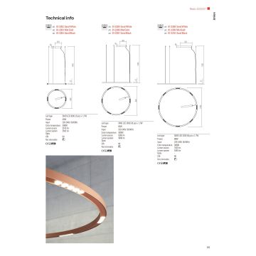 Redo 01-2203 - LED Luster na lanku UNION LED/34W/230V 3000K pr. 60 cm zlatá