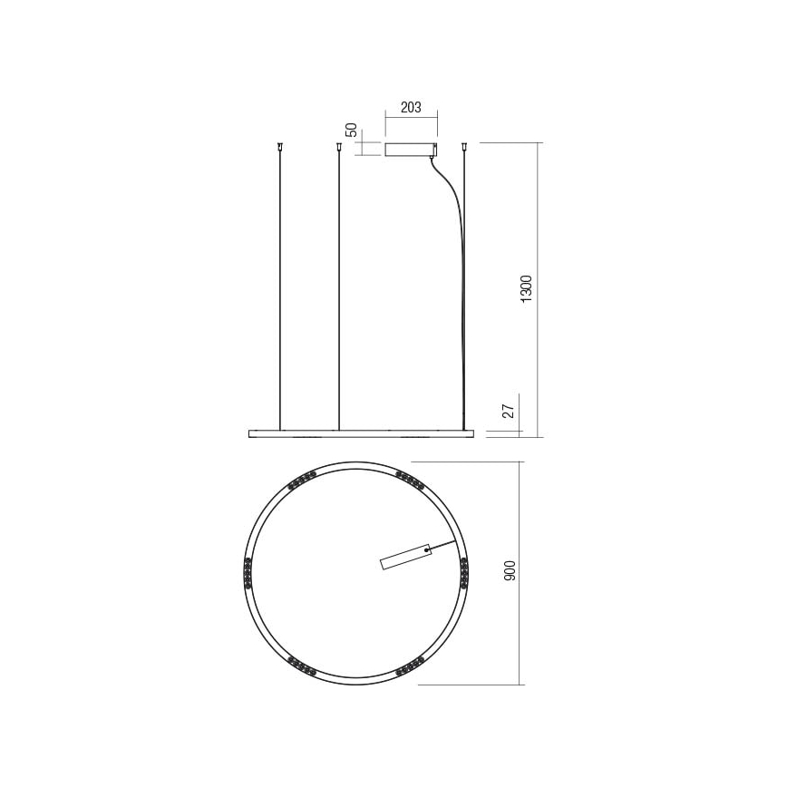 Redo 01-2205 - LED Luster na lanku UNION LED/50W/230V 3000K pr. 90 cm biela