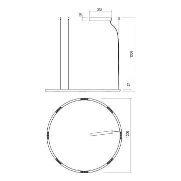 Redo 01-2209 - LED Luster na lanku UNION LED/68W/230V CRI 90 3000K pr. 120 cm zlatá