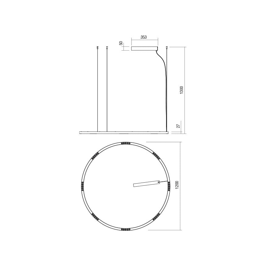 Redo 01-2209 - LED Luster na lanku UNION LED/68W/230V CRI 90 3000K pr. 120 cm zlatá