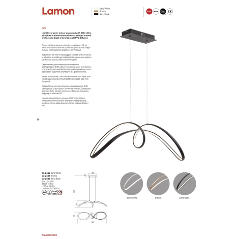 Redo 01-2455 - LED Luster na lanku LAMON LED/57W/230V čierna