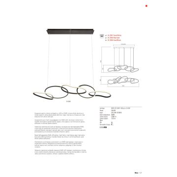 Redo 01-2596 - LED Stmievateľný luster na lanku BIAS LED/87,4W/230V 3000K čierna