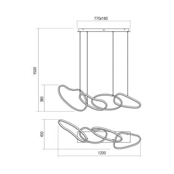 Redo 01-2596 - LED Stmievateľný luster na lanku BIAS LED/87,4W/230V 3000K čierna