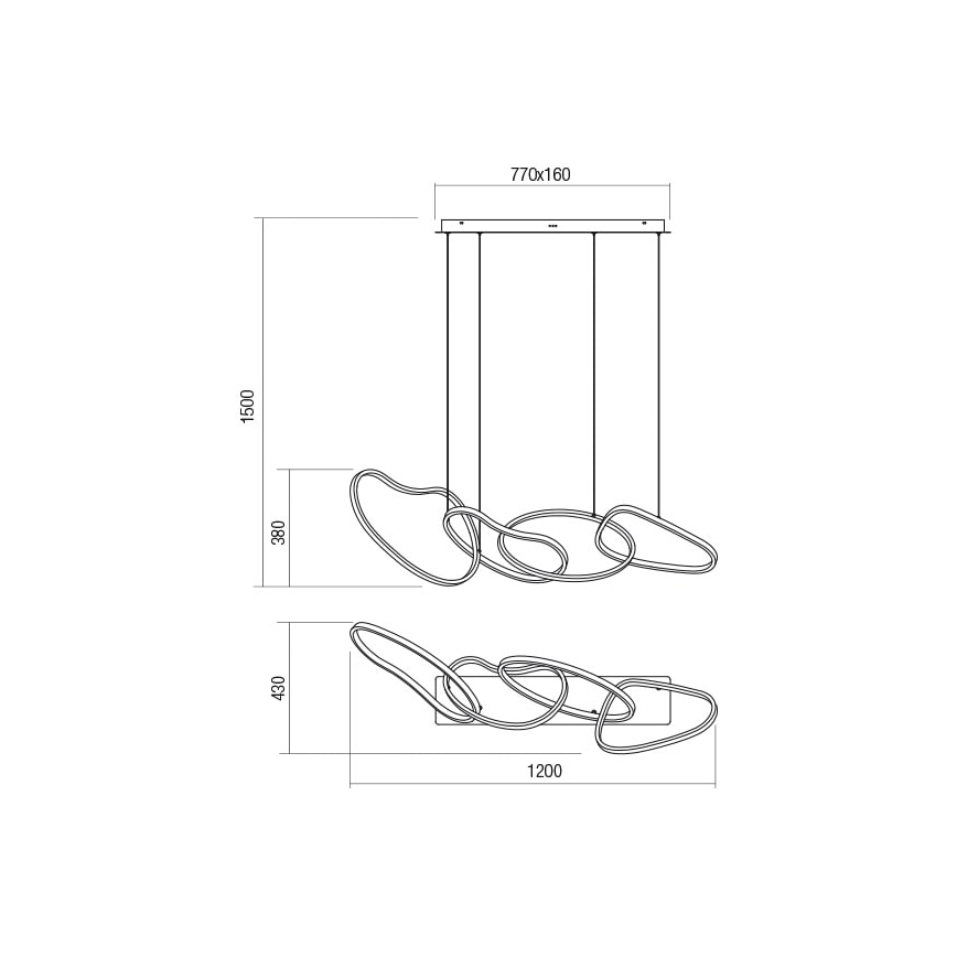 Redo 01-2596 - LED Stmievateľný luster na lanku BIAS LED/87,4W/230V 3000K čierna