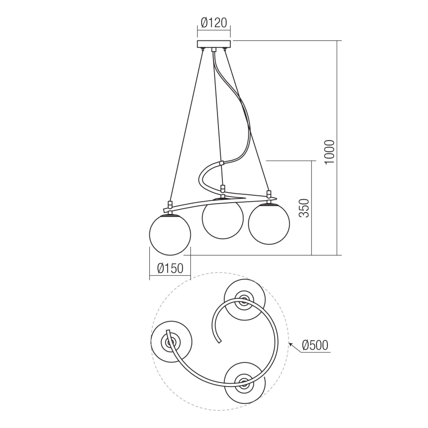 Redo 01-2715 - Luster na lanku VOLLEY 3xE14/28W/230V zlatá