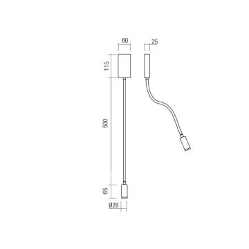 Redo 01-2754 - LED Flexibilná lampička WALLIE LED/3W/230V USB CRI 90 biela