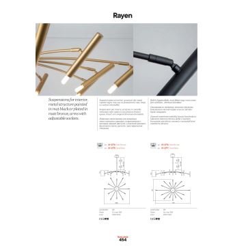 Redo 01-2775 - Luster na tyči RAYEN 12xG9/10W/230V čierna