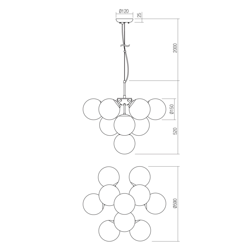 Redo 01-2940 - Luster na lanku AGAPE 10xE14/28W/230V zlatá