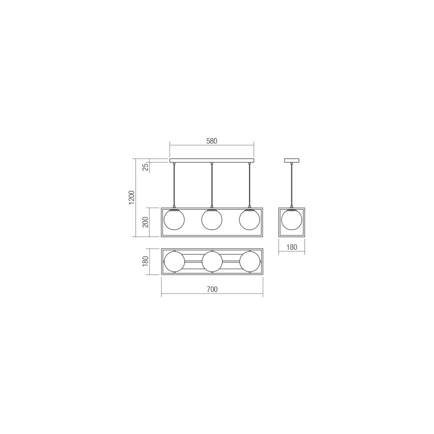 Redo 01-3057 - Luster na lanku ZODIAC 3xE14/28W/230V