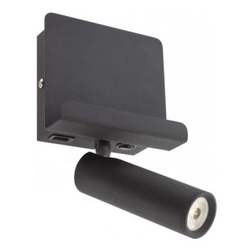 Redo 01-3084 - LED Nástenné bodové svietidlo PANEL LED/3,5W/230V USB čierna