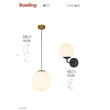 Redo 01-3148 - Nástenné svietidlo BOWLING 1xE27/42W/230V čierna