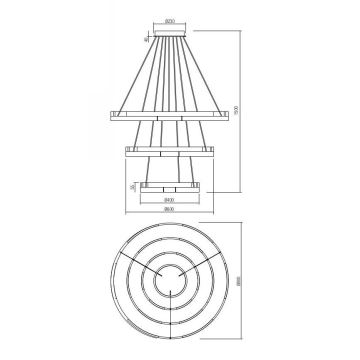 Redo 01-3181 - LED Stmievateľný luster na lanku CASTLE LED/80W/230V zlatá