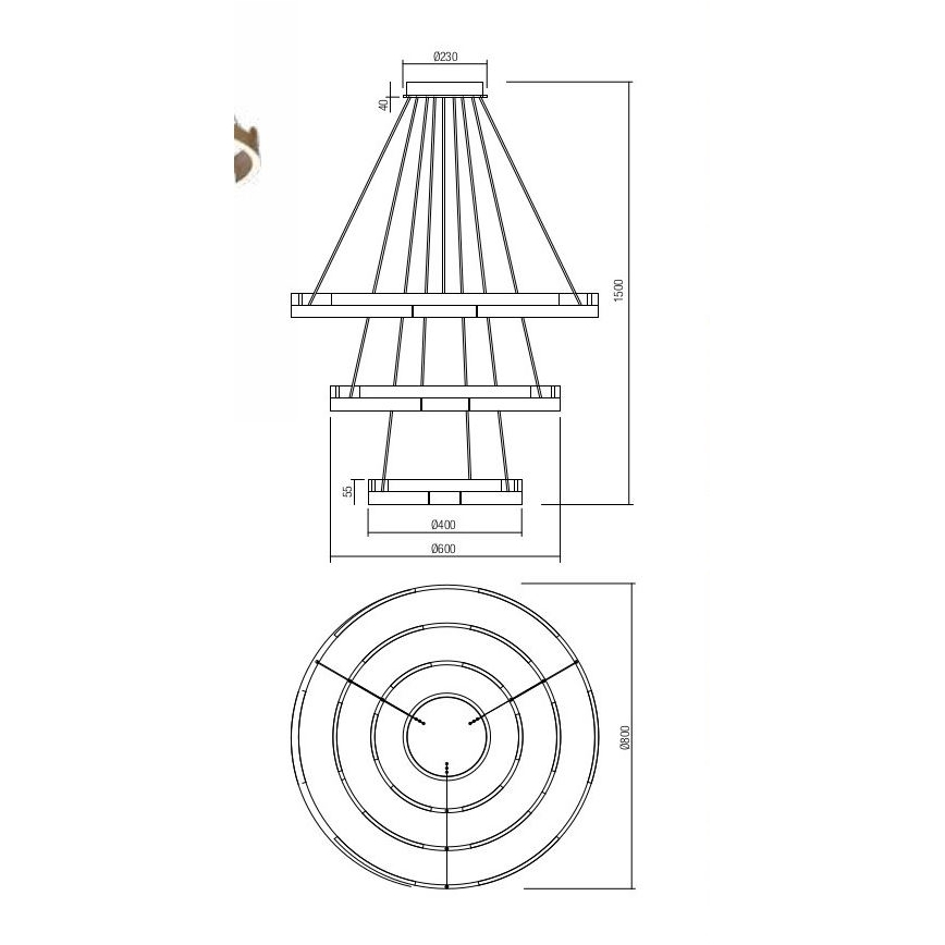 Redo 01-3182 - LED Stmievateľný luster na lanku CASTLE LED/80W/230V čierna