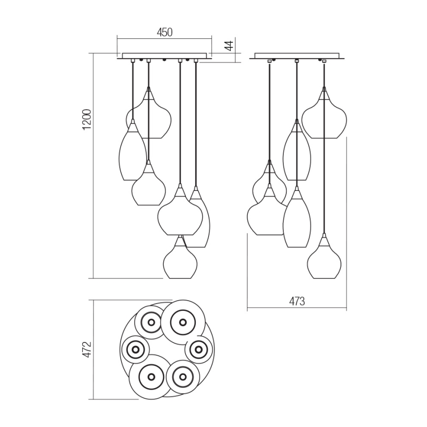 Redo 01-3194 - Luster na lanku TANNER 6xE14/28W/230V