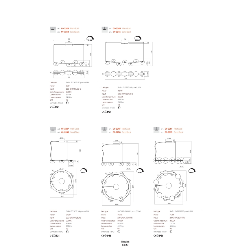 Redo 01-3239 - LED Nástenné svietidlo SINCLAIR LED/6,5W/230V CRI 93 IP21 zlatá