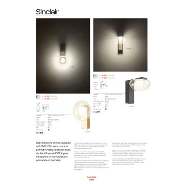 Redo 01-3242 - LED Nástenné svietidlo SINCLAIR LED/6,5W/230V CRI 93 IP21 čierna